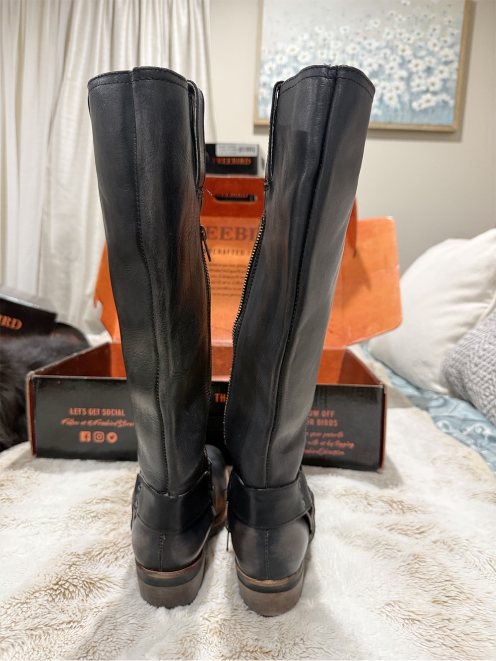 FREEBIRD Wagner Black Leather Tall Harness Boots Size 8 NIB $295 - Picture 3 of 6